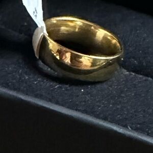 18k kt Yellow Gold 6mm half round comfort wedding band tungsten